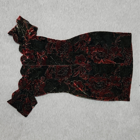 Vintage Rampage Floral Velvet Formal Strapless Bodycon Mini Party Dress - Picture 4 of 8